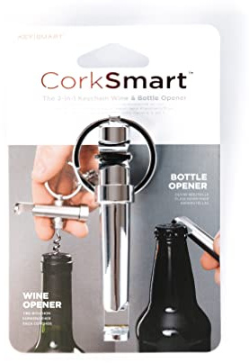 KeySmart CorkSmart - 2-in-1 Keychain Wine Opener and Bottle Opener, The Ultimate Dual Bottle Opener and Wine Bottle Opener Corkscrew Keychain Accessory