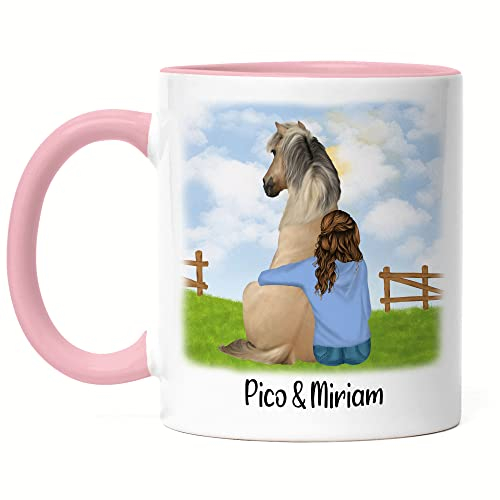 Kiddle-Design Reiterin Keramik Tasse Rosa Personalisiert Pferd Pony Pferdeliebhaber Geschenke Pferdebesitzer Pferdetasse Pferdemotiv Mädchen Reiter Geschenk Pferdezubehör