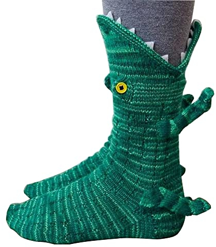 FGFD&OU Lustige Socken Herren Damen Bunte Stricksocken Winter Dicke Warme Socken Unisex Kuschel Thermosocken Grobstrick Weihnachtssocken Weihnachtsgeschenke für Männer und Frauen (Krokodil, 40-46)