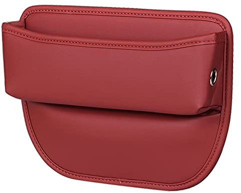 Aufbewahrungsbox für Autositze, Autositz Gap Organizer Storage Box Auto Mittelkonsole, Auto Zubehör Vordersitzen Seitentasche Car Seat Leder Aufbewahrung Tasche für Kleinigkeiten, Handys (Rot)