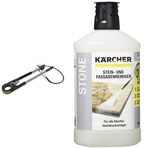 Kärcher TLA 4 Teleskopstrahlrohr, einfache Reinigung von Fassaden, Carports oder Wintergärten mit dem Hochdruckreiniger dank Teleskopstrahlrohr & Stein- und Fassadenreiniger 3-in-1 (1 l)