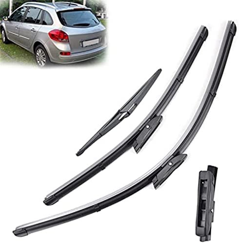 Scheibenwischer vorne und hinten, Set für Renault, Clio 3, Grandtour 2008–2012, Windschutzscheibe, Windschutzscheibe, Fenster, 24 Zoll + 16 Zoll + 12 Zoll Scheibenwischer