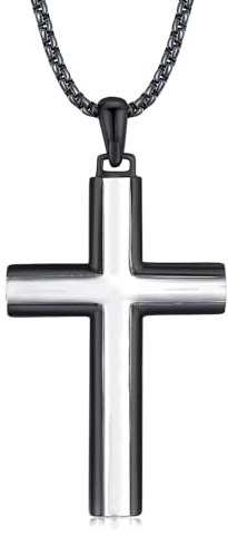 StoryEtain Kreuz Kette 925 Sterling Silber Schwarz Kreuz Anhänger Halskette Kreuz Christliches Schmuck Geschenke für Herren Damen