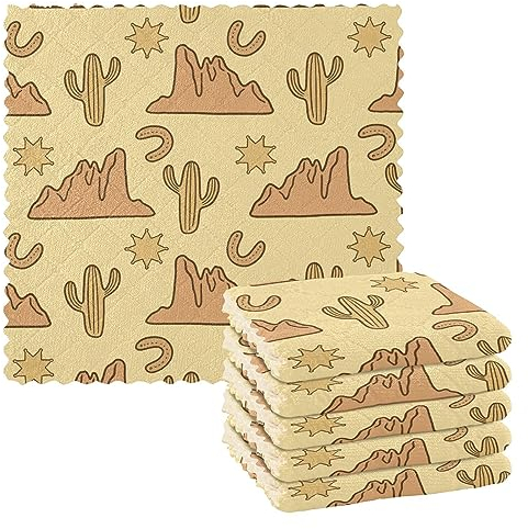 FRODOTGV Cowboy Western Boho Kaktus weiche Dekoration Küchentuch Mikrofaser saugfähig Set mit 6 Mikrofasertüchern für Auto Detailing für Arbeitsplatte
