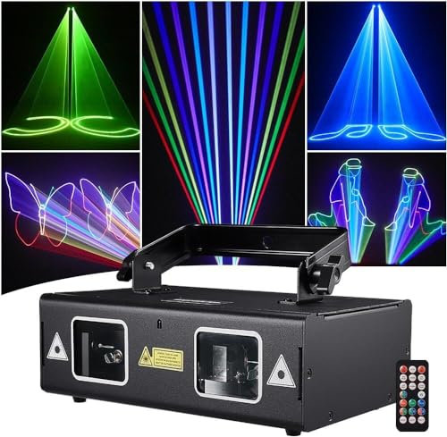 Jeux de Lumiere pour Soiree,Lumière Laser D'animation DJ Light, Stage Party 3D RVB Polychrome Avec DMX512, Son De Musique Et Télécommande for Fête De Mariage Disco Lights Bar Club Stage DJ Lighting