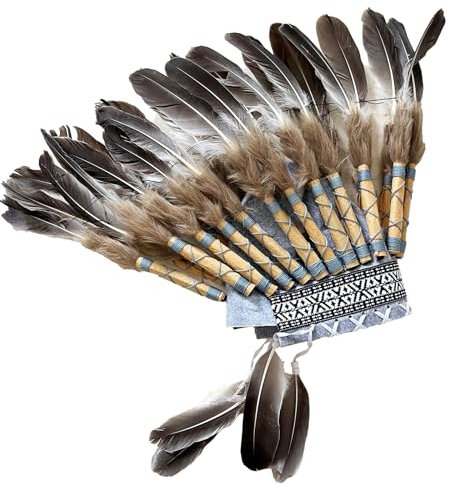 Felenny Indianer-Kopfschmuck - Feder Indischer Stil für Erwachsene Party Dress Up Foto Prop (Braun)
