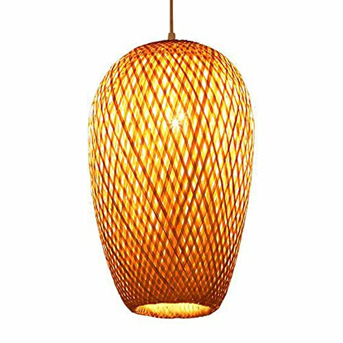 SUCADA Bamboo Lampshade Pendant Lights Coastal Double Layer Chandelier Fixture Natural Wicker Woven Light Droplight Boho Rustic Hanging Lighting Luminaire For Restaurant Bar Clubs Dining Balcony