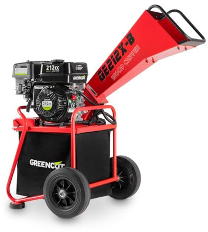 GREENCUT GE212X-B Biotrituratrice benzina 212cc e 5kw, diametro taglio 50mm, sacco 64L, ruote e maniglia per il trasporto