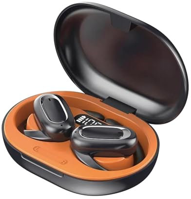 Bluetooth-compatible 5.3 Earphones Noise-cancelling 1 Set Wireless Earphone Headset Digital Display Noise-reducing Ear-hook Headphone for Music Orange