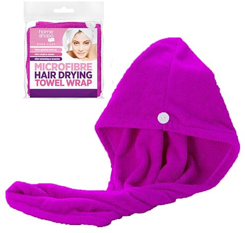 HOMESHOPA Microfibre Hair Towel Wrap, Super Absorbent Rapid Drying Towel for Women, Anti-Frizz Quick-Dry Hair Turban, Curly Thick Long Wet Hair Towel for Plopping, Fast Dry Bath Head Cap (Purple)