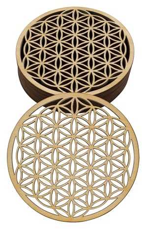 La Home by Chris Untersetzer Blume des Lebens aus Holz – nachhaltige Eleganz & spirituelle Harmonie für Haus und Meditation (10 x 10 cm), PPKFOL-01