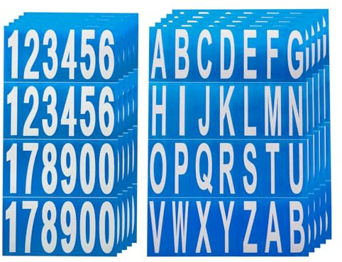 sourcing map 10 Sheets Mailbox Numbers and Letters Reflective Vinyl Waterproof Number Letter Stickers for Indoor/Outdoor Sticker Decals White in Blue