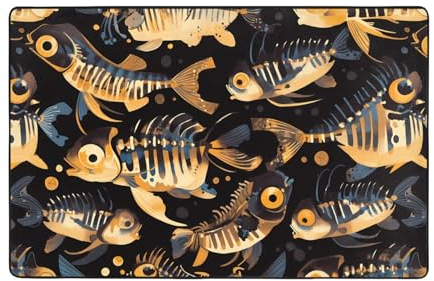 YYHWHJDE Teppich, Motiv: USA mit Knochenfisch, 152,4 x 99,1 cm, weich im Griff, feiner Samt, verschleißfest