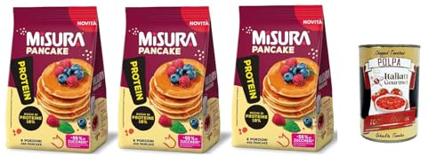 Italian Gourmet Protein Pancake pancake proteici 8 Portionen 3 x 200g | Pronto da gustare und praktisch für Frühstück, weiche Süßspeise nach dem, Gesamtnettogewicht 600 g + Kostenlos Polpa 400g