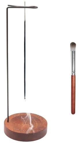 ZOCONE Wooden Incense Holder, Hanging Incense Burner Upside Down Incense Holders for Sticks with Brush, Ash Catcher Incense Stick Holders for Yoga Meditation, Home Decor - Round