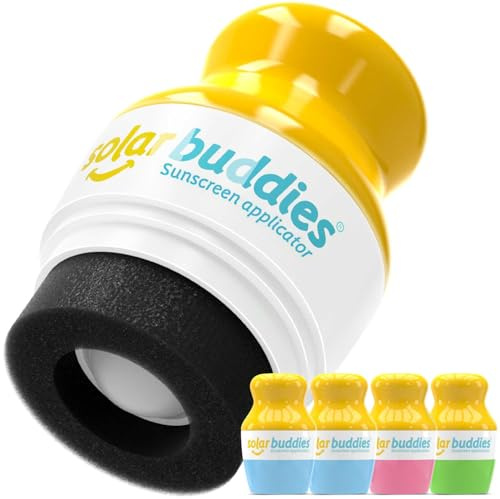 Solar Buddies Sonnencreme-Applikator - 2x Blau, Pink, Grün - Nachfüllbarer Roll-on Schwammapplikator für Sonnencreme, Sonnenmilch & Lotion für Kinder, Erwachsene & Familien - Fasst 100ml