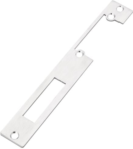 EMSea 1Pc Door Flat Strike Plate Stainless Steel Plate 172mm x 23.7mm for Door Handle Deadbolt Security Striker Plates Exterior Interior Door Electric Door Opener Silver(Half Open)