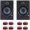 PreSonus Eris 5BT Aktive Bluetooth Studio Monitor-Boxen Lautsprecher 2nd Gen 1 Paar + keepdrum Schwingungsdämpfer Boxen-Füße rot