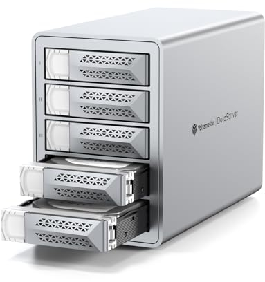 Yottamaster Caja 5 Bahías para Disco Duro, 10Gbps Daisy-Chain 5 Bay Das, Carcasa USB C Das de Aluminio Soporta 110TB (5x22TB) Máximo hasta 330TB para 2.5/3.5 SATA HDD/SSD (Sin Disco)