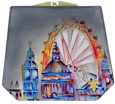 Anuschka Damen Lederbörse - Doppeltgefaltetes French Wallet, handbemalt - Royal City London