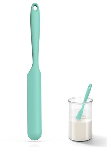 U-Taste Spatule en silicone pour bocaux: Grattoir à bocaux flexible résistant à la chaleur 315 ℃ avec manche long et fin pour gratter les sauces, mélanger le levain, pour petits récipients (Aqua Sky)