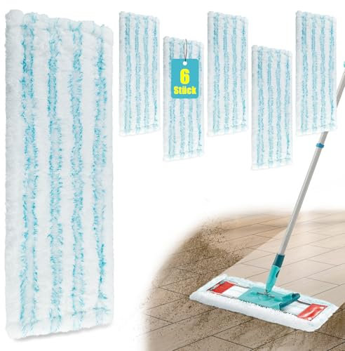 6 Ersatz-Wischbezüge für Leifheit Profi XL Micro Duo/Profi XL Cotton Plus ,Bodenwischer Ersatzbezug für Leifheit ,Effiziente Mikrofaser Bezüge, Starke Fleckentfernung für Alle Hartböden