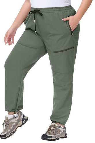 Hanna Nikole Regenhose Damen Große Größen Wasserdicht Atmungsaktiv Softshellhose zum Wandern Fahrrad Olive Green 54