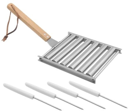 HOLIDYOYO 1satz Hot Dog Roller Mit Holzgriff Für Grill Abnehmbarer Für Gleichmäßiges Von Und Bratwürsten Für Outdoor-camping Und Partys