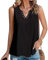 Tanmolo Top Damen Sommer Tank Top Elegant Ärmellos Ring-Loch V-Ausschnitt locker Oberteile Schwarz, XL