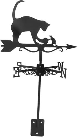 FUNOMOCYA Windfahne Mit Katzen-Design Wetterfahne Für Garten Und Langlebig Und Installieren Präziser Windrichtungsanzeiger Für Outdoor-Dekoration