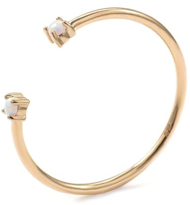 Skcess 18 Karat Gelbgold Eternity Ring Opal Runden, Ringe Frauen Öffnen Sie mit Opal Ring Damen Größe 58 (18.5)
