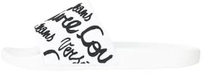 VERSACE JEANS COUTURE Weiße Shelly-Hausschuhe für Damen mit einem Signature Institutional Logo, Weiß, 38 EU