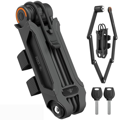 CASR Antivol Fold – Cadenas Pliable Haute Sécurité en Acier Renforcé – Solidité 8/12 Anti-Cisaille, Sciage & Choc – Compact, Léger & 3 Supports de Fixations Inclus – Pour Vélo, Trottinette & Moto