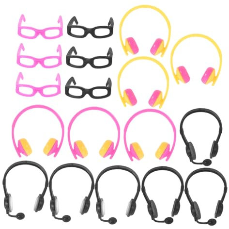 LRXIYODE 18piezas Accesorios para Muñecas Mini Auriculares y Gafas Decorativas para Jugar y Decorar Muñecas