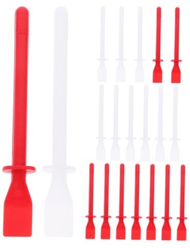 DECORNIJIA 20pcs Glue Applicator Spreader Set for DIY Crafting and Detailed Work – Flexible Plastic Bonding Tool White and Red Scrapers, Precision Glue Brush for School and Handmade Projects