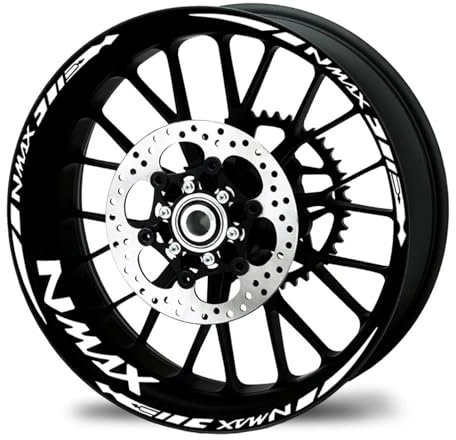 SYMWBD Adesivi per Cerchi Moto per Yamaha NMAX155 NMAX 155 Adesivi per Cerchi Riflettenti Nastro A Strisce Adesivi Riflettenti(Bianco)