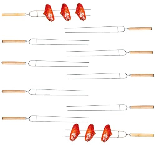 Grillspieße | Wiederverwendbare Grillspieße Mit Holzgriff | 40 Cm Länge Grillzubehör Für Fleisch Fisch Camping Outdoor Küchenwerkzeug