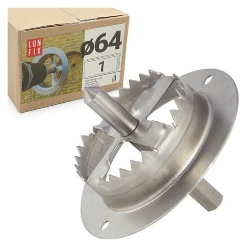 Scie cloche de 64 mm de diamètre avec butée de profondeur de 95 mm en acier trempé, pour laine minérale, couronne de forage pour prise de courant, foret pour cloisons sèches en bois Lun Fix