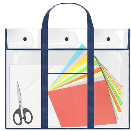 Aufbewahrungsbox für Zeichnungen, transparente Postertasche für Künstler, robuster PVC-Organizer mit Tragegriff und Multi-Taschen-Design für Skizzen, Drucke, Gemälde und Dokumente, ideal für Zuhause