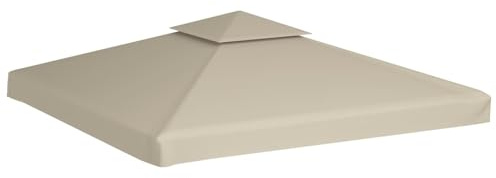 Gecheer Pavillon Ersatzdach 310 g/m² Beige 3x3 m, Wasserdicht Doppeldach Pavillondach Partyzelt Ersatzbezug Top Abdeckung Baldachin for Grillpavillons Garten Terrassen 40875