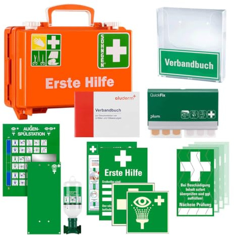 TMS PRO SHOP XXL Erste-Hilfe-Set DIN 13157 aluderm by Söhngen, inkl. Augenspülstation, Pflasterspender & Co., Art.-Nr. 608705 | Erste Hilfe Station | Erste Hilfe Set | Erste Hilfe Komplettpaket