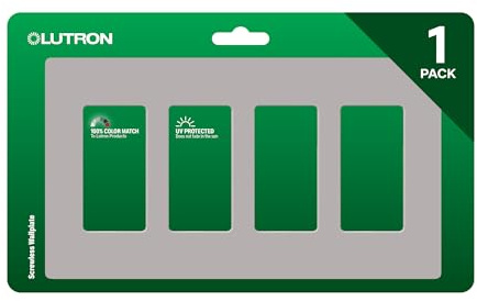 Lutron Claro CW-4-GR Lichtschalter-Abdeckung, 4-fach-Wandplatte, Abdeckung für Wippschalter, schraubenlose Abdeckung für Steckdosen, glänzend, Grau