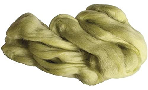 RAYHER HOBBY Rayher 5360079 Reine Schurwolle, Filzwolle, Kammzug, Beutel 50 g, helloliv, Märchenwolle, Hellolive