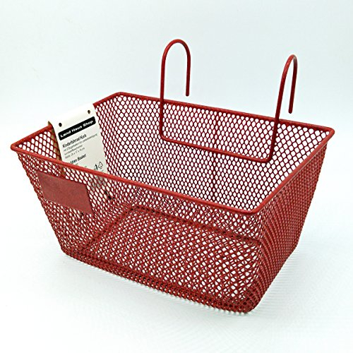 Land-Haus-Shop® Kinderfahrradkorb Metall, beschichtet, Kinder Fahrrad Lenker Einkaufs Korb (Rot)