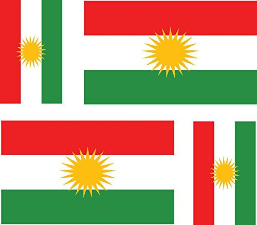 Aufkleber für Auto, Motorrad, Koffer, Labtop, Motiv: Flagge Kurdistans, 4 Stück