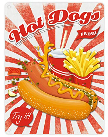 trendaffe - Das Fast Food Hot Dogs Metallschild in 15x20 cm