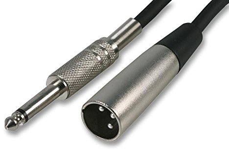 Pro Signal 6.35mm (1/4) Mono Jack to 3-Pin XLR Plug Lead – 5m Black, Professional Audio Cable - PSG01341