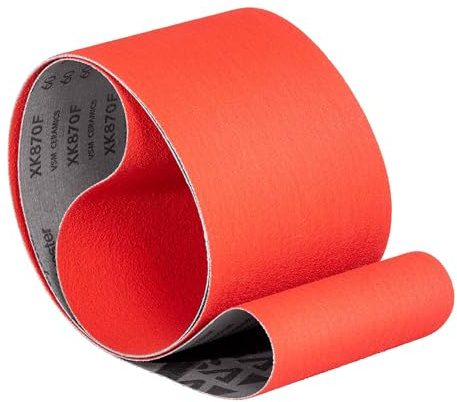 VSM Schleifband XK870F – 150 x 2000 mm – Körnung P80 – 5 Stück – aggressives Keramikkorn für Metall Edelstahl – hochflexible Gewebeunterlage für Konturen – Profi-Schleifbänder für Bandschleifer