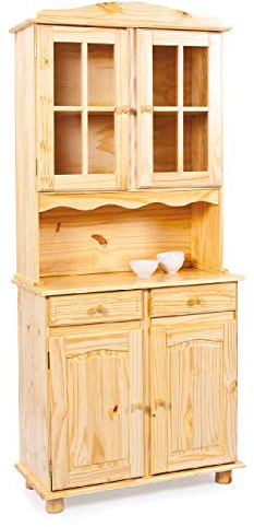 Dmora Sideboard mit zwei Türen und zwei Schubladen, Farbe Eiche hell, 88 x 198 x 32 cm