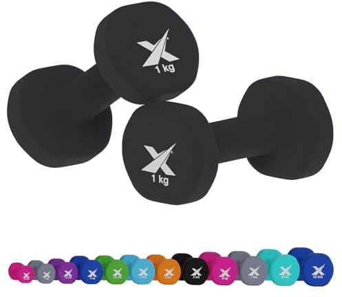 Xn8 Dumbbells Set Neoprene Coated Weights Dumbbell Pair- Hand Weights for Home Gym, Pilates, Cardio, Training and Fitness- Anti Sweat Hex Dumbbells with Comfy Grip- 1-20kg Set Women Men